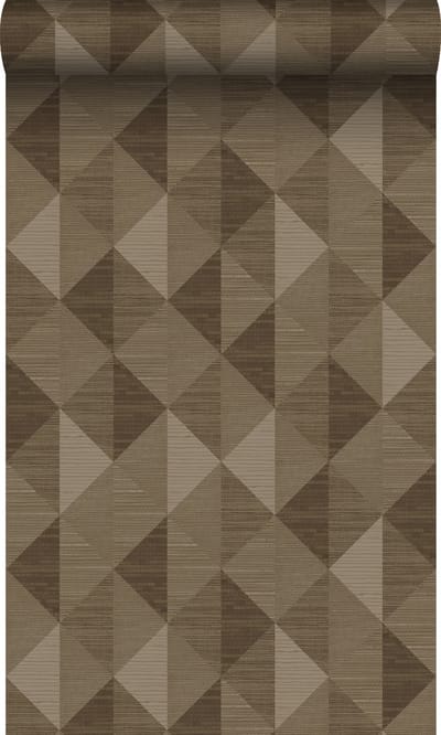 Origin Wallcoverings behang grasweefsel in grafisch 3D motief bruin - 50 x 900 cm - 347886