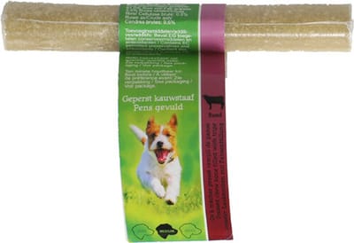 Geperste Kauwstaaf Pens Gevuld - Hondensnack Buffelhuid 13 cm 35-40 gram