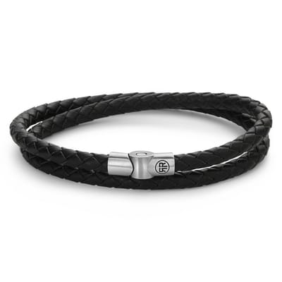 Rebel & Rose armband Full Metal Double Round Black RR-M0038-S