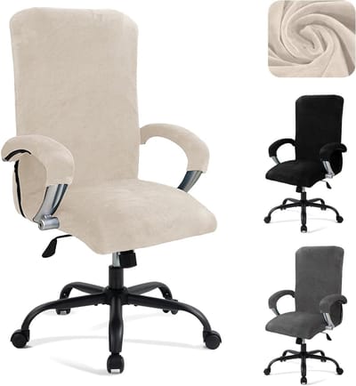 Verstelbare en Rekbare Stoelhoes voor Kantoorstoel met Armleuningen, Universele Bescherming, Beige, XL