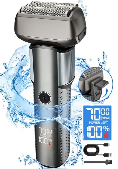 IBETTERTEC - Elektrisch scheerapparaat voor mannen – Foliescheerapparaat met pop-up trimmer – Draadloos – IPX5 waterdicht – Nat & droog – Wasbaar – Voor gezicht, baard en hoofd