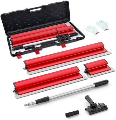 Spatel set - spatel 25 cm, 60 cm en 80 cm + verlenggreep 76 cm tot 160 cm, bouwmes van roestvrij staal (rode set)
