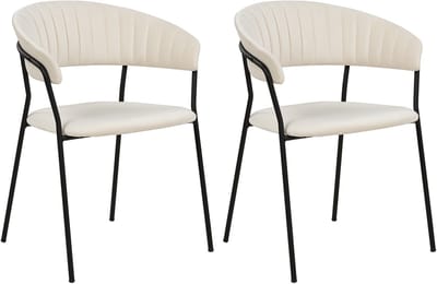 MARIPOSA - Eetkamerstoel set van 2 - Off-white - Fluweel