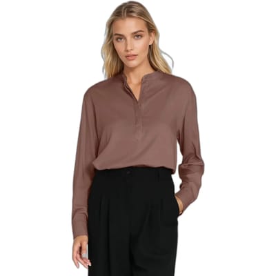 Vrouwen polo blouse van viscose met hoge kraag Nife