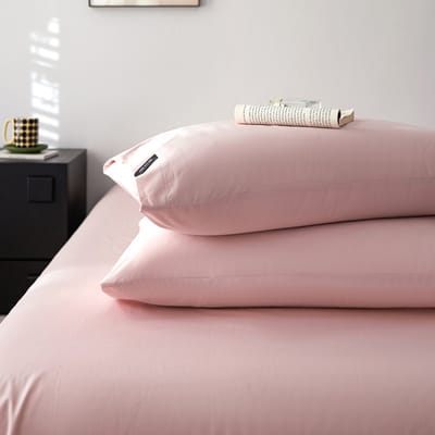 Hoeslaken Set 3-delig – Hoeslaken (180×200×30cm) + 2 Kussenslopen（48x74cm) – Peach Fuzz – 100% Katoen S100 – Ademend & Antibacterieel-LichtRose