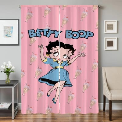 Raam Keukengordijnen voor Woonkamer 2 Stuks Verduisterende Gordijnen Deurgordijn B-betty B-boop Slaapkamerdecoratie Scheidingswand Thuis W50xH70cmx2pcs-CL gray