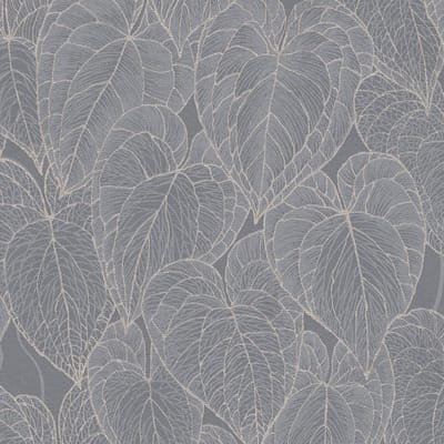 Natuur behang Profhome 781283-GU vliesbehang hardvinyl warmdruk in reliëf gestructureerd met bloemmotief subtiel glanzend grijs zilver 5,33 m2