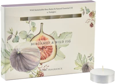 Geurkaarsen bergamot wilde vijg theelichtjes Ø3,5cm 12 st