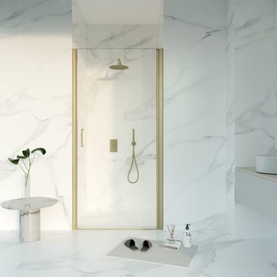FugaFlow Eccelente Vetro Douchedeur - 60x200 - Profiel veiligheidsglas - anti kalk - Geborsteld Messing PVD (Goud)