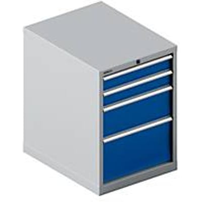 Schäfer Shop Select  ladekast 27-36, 4 schuifladen, tot 75 kg, B 564 x D 725 x H 800 mm, gentiaanblauw/blank aluminium