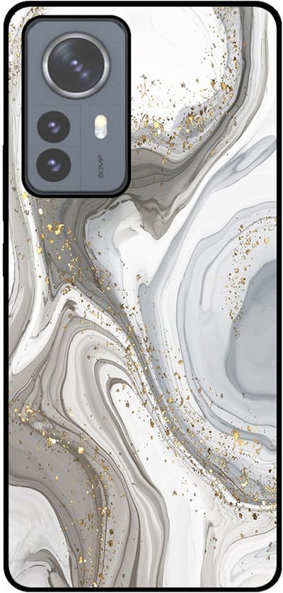 Smartphonica Telefoonhoesje Geschikt voor Xiaomi 12 Pro met marmer opdruk - TPU backcover case marble design - Zilver geschikt voor Xiaomi 12 Pro
