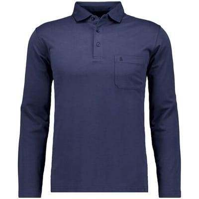 Ragman Polo Soft Knit Long Sleeve Chest Pocket Marine / male