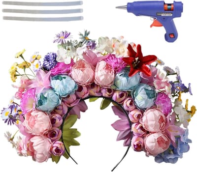 Bloemen Haarband - Bloemenkroon - Feestelijke Accessoires - Zelf Te Monteren - 30x25cm - Meerdere Kleuren