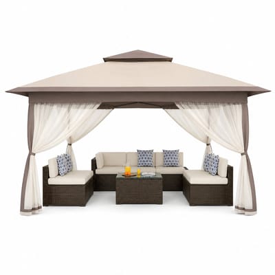 Innovastore Partytent - Luifel - Paviljoen - Tent - Tuinpaviljoen - Waterdicht - Opvouwbaar - Dubbeldak - 3x3meter - Khaki
