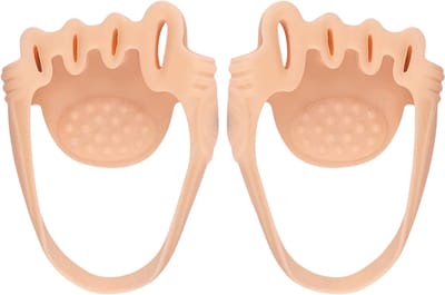 5 Gaten Teen Separator – Voorvoet Pads voor Pijnverlichting, Hallux Valgus, Teen Correctie, Ademend, Rechtzetter en Voetverzorging - Beige