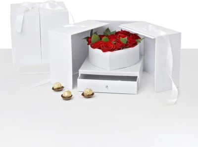 Vierkante Bloemendoos - Geschenkdoos Luxe - Bloemarrangementen Maken - Premium Kwaliteit Karton - 9.4 x 9.4 x 8.6 inch - Wit