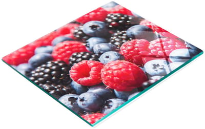 Duurzame en stijlvolle glazen snijplank met bosfruitpatroon, 60x52 cm