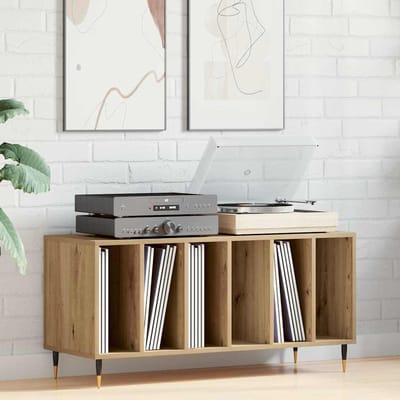 vidaXL - Platenkast - artisanaal - eikenkleurig - 100 - x - 38 - x - 48 - cm