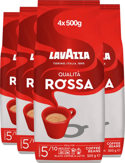 Lavazza Qualità Rosso Koffiebonen - Koffie Blend van Robusta en Arabica Bonen - Intensiteit 5/10 - 4 x 500 gram