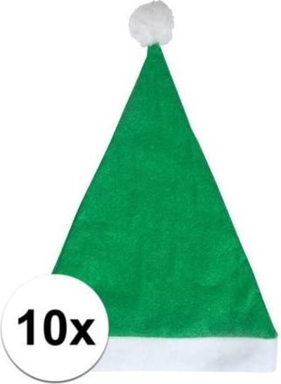 10x Groene voordelige kerstmuts voor volwassenen