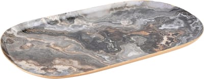 Dekoratief | Dienblad ovaal, marbled, metaal/enamel, 29x16x2cm | A248277