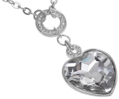 Behave - Korte ketting met hartvorm facet kristalsteen - Zilverkleur - 42 cm + verlengketting