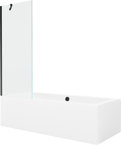 Mexen Cube rechthoekig bad 170 x 80 met ombouw en 1-vleugelig scherm 70 , transparant, zwart - 550517080X9507000070