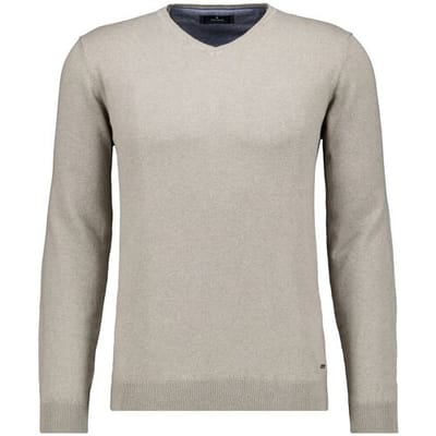 Ragman Trui V-Neck Supersoft Cotton Cashmere Knitted Elbow Patches Taupe / male