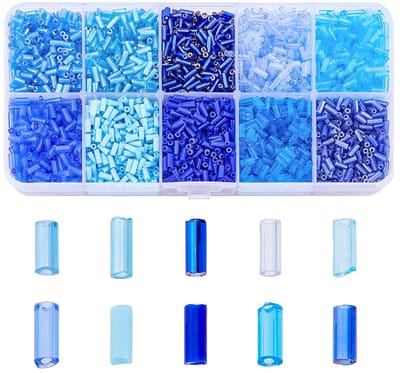 Rocailles 10 kleuren blauwe ambachtelijke kralen mini glaskralen buiskralen bulk pailletten kralen voor naaien sieraden maken ambacht, gat: 0,5/1 mm