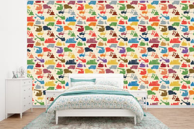 Behang - Fotobehang Patronen - Kraan - Boot - Jongens - Kinderen - Kids - Breedte 320 cm x hoogte 240 cm