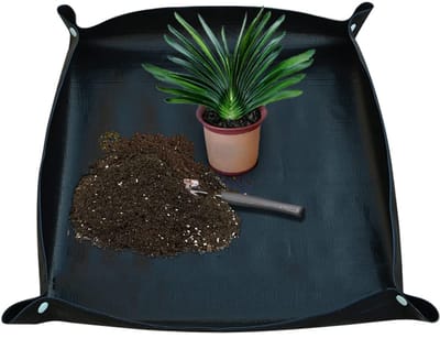 Ibenzoa® Waterdichte en Draagbare Umtopmat voor Binnenplanten, Ideaal voor Kamerplanten en Succulenten, 68,1 x 68,1 cm, Zwart