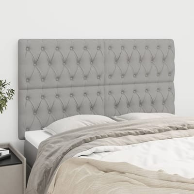 vidaXL - Hoofdbord - lichtgrijs - 144x7x118/128 - cm - stof