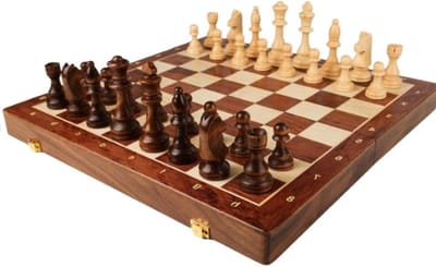 Schaakspel - Schaakbord Houten - Intellectuele Hobby - Handgemaakt Vakmanschap - 45x45cm - Beige Bruin