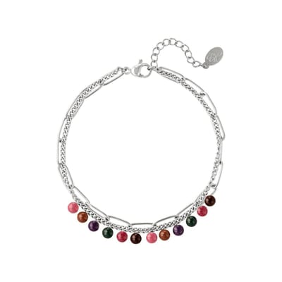 Roestvrijstalen armband met kralen - Yehwang - Armband - One size - Zilver