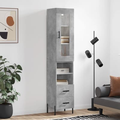 vidaXL - Hoge - kast - 34,5x34x180 - cm - bewerkt - hout - betongrijs