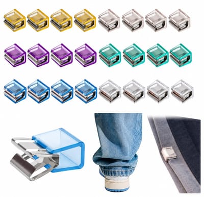Broekspijp Inkorter Clips - 24 Stuks - Kledingclips voor Wijde Broeken, Jeans & Lange Broekspijpen - Onzichtbare Broekspijp Klemmetjes Tegen Slepen - 6 Kleuren - Mode Gadgets