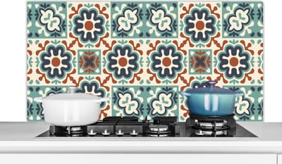 Spatscherm keuken 120x60 cm - Kookplaat achterwand Bloem - Ornament - Patroon - Muurbeschermer - Spatwand fornuis - Hoogwaardig aluminium