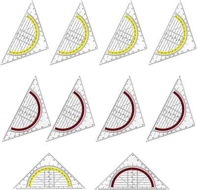 Geodriehoek Set - Geometrie Driehoeken - Nauwkeurig Tekenen - Flexibele Materialen - 10 Stuks - Transparant