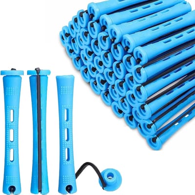 60 Stuks Kleine Haarrollers, 0.35 Inch Krulrollers, Blauw Permanent Rods Set voor Thuisgebruik, Ideaal voor Natuurlijk Lang en Kort Haar Styling Tools