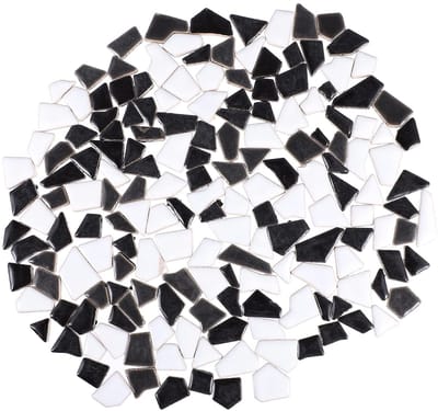 Allecto - Keramische Mozaïektegels - Zwart en Wit - DIY Decoratie - Creatieve Mozaïekprojecten - 200g - Decoratief voor Interieur - Geschikt voor K...