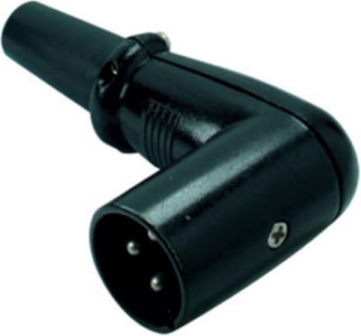 XLR 3-pins (m) haakse connector met rubberen trekontlasting / zwart