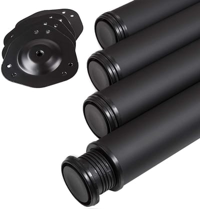 SOTECH 4 stuks Tafelpoten Hoogte 710 mm Ø 80 mm staal met zwart oppervlak belastbaar tot 300 kg (75 kg per stuk) Bureaupoten met 32 mm hoogteverstelling