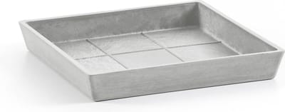 Ecopots Saucer Square - White Grey - 18 x H2,5 cm - Vierkante witgrijze onderschotel met waterreservoir