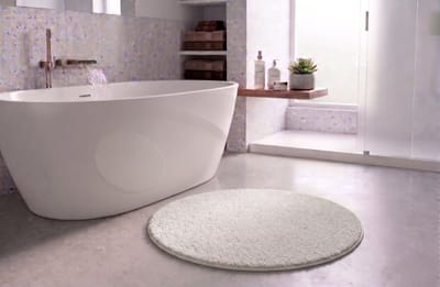 FLOORDIREKT Badmat SKY - Badmat in Vierkant & Rond - Antisliprug - Wit - Rond - 120 cm