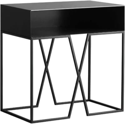 Bijzettafeltje Vierkant - Sidetable Bank Tafel - Woonkamer Decoratie - Dubbellaags Opslag - 50 x 30 x 50 cm - Zwart
