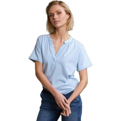 River Woods Blue Dotted V-neck T-shirt Maat: S | Tops Outlet | Dames | Blauw