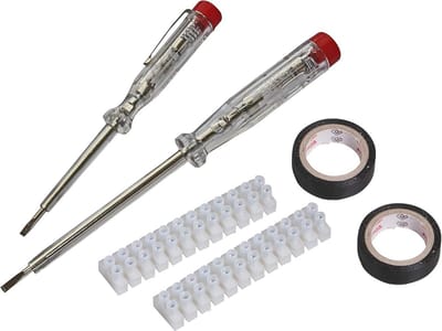Elektrische installatieset 6-delig - Spanningstester, Fasetester, Isolatietape, Kroonklem