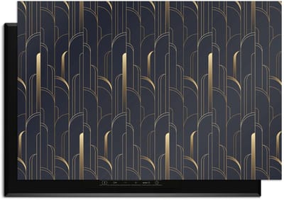 KitchenArt - Art Deco Lines – Inductie Beschermer - 90x50 cm - Kookplaat Beschermer - Luxe Afdekplaat Inductieplaat - Anti-slip & Oprolbaar - Beschermmat Inductiekookplaat