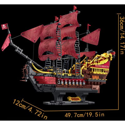 1898PCS Bateau Pirate Rouge Briques de Construction Jouets Puzzle à Assembler Briques Ensembles de Jouets Idéal Pour Bureau d'Enfant Ornements Cadeaux brown