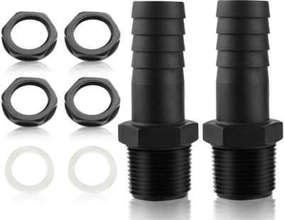Dailygoods- Tankdoorvoer Set van 2 - 1 Inch Regenton Connector - PVC Slangmondstuk - Overloopaansluiting - Hoogwaardig Materiaal - Duurzaam en Temperatuurbestendig - Regentonconnector
